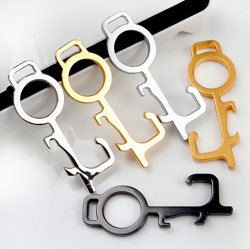 No Touch Open Door Assistant Portable Hygiene Hand Alloy Edc Door Opener Elevator Door Handle Key Contactless Key Door Opener