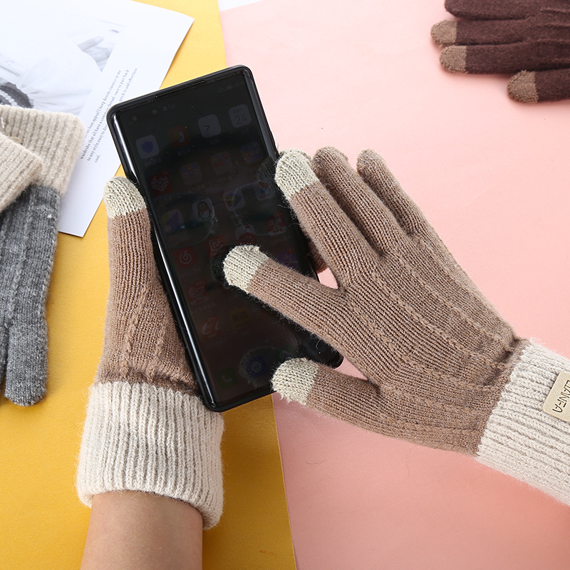 Wecute Vrouwen Herfst En Winter Warm Handschoenen Touch Screen Handschoenen Plus Fluwelen Imiteren Alpaca Outdoor Riding Winddicht Zachte