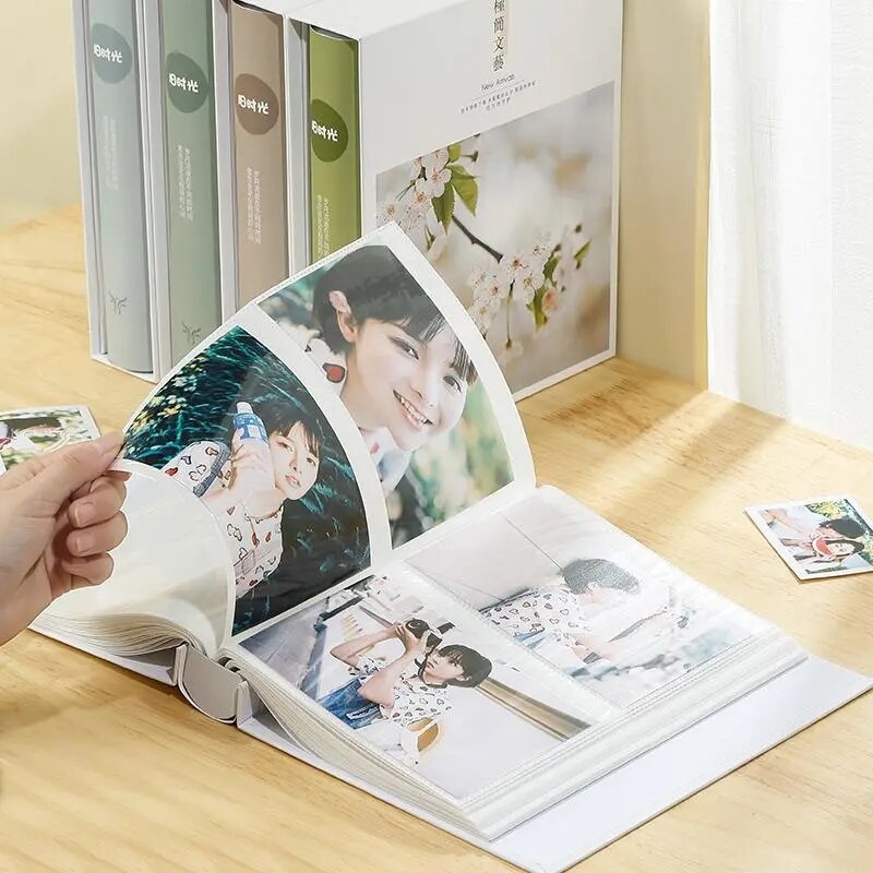 5-Inch Minimalist Photo Albums 200Pcs Large Capacity Interstitial Family Photo Album Children Growth Album Plastic Photo Album