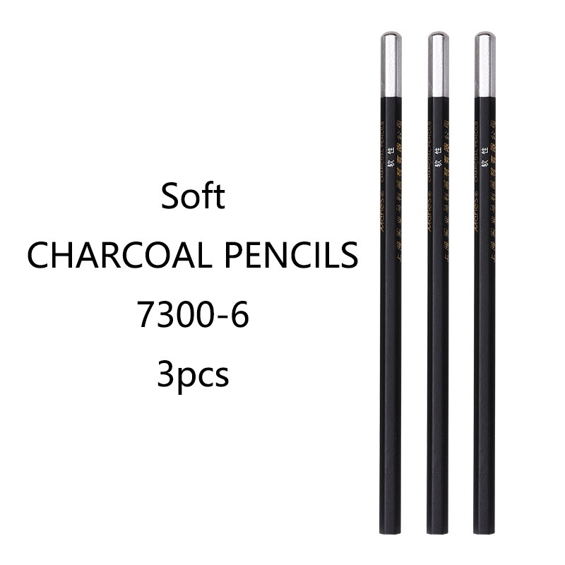 6/3 pcs Drawing Charcoal Pencil Painting 2H-8B 10B 12B Lead Level Honed 14B for Beginners Soft Neutral Hard: 3 pcs 7300-6