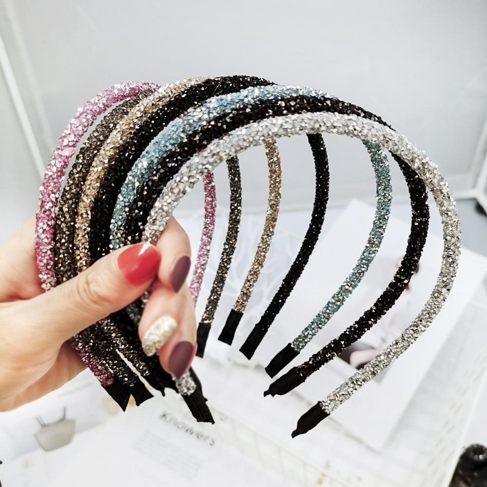 Korea krystal blødt pandebånd til kvinder rhinestone hårbånd perler bezel piger hår tilbehør enkel hovedbeklædning