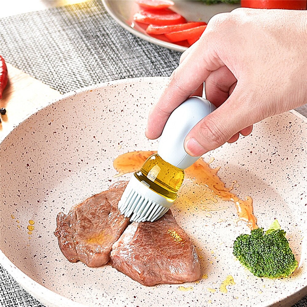 Glass Olive Oil Bottle Measuring Dispenser Bottle Kitchen Cooking Baking Barbecue Baking Vinegar Silicone Pastry Dropper Brush