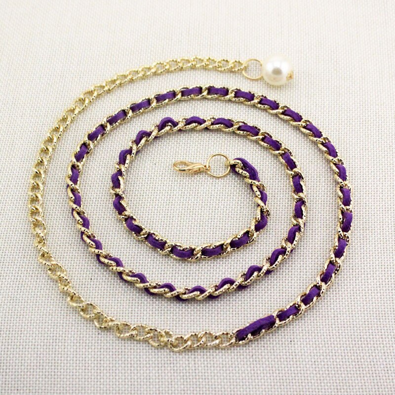 Ceinture de robe de mariée polyvalente, chaîne de taille en métal, décoration de jupe: purple