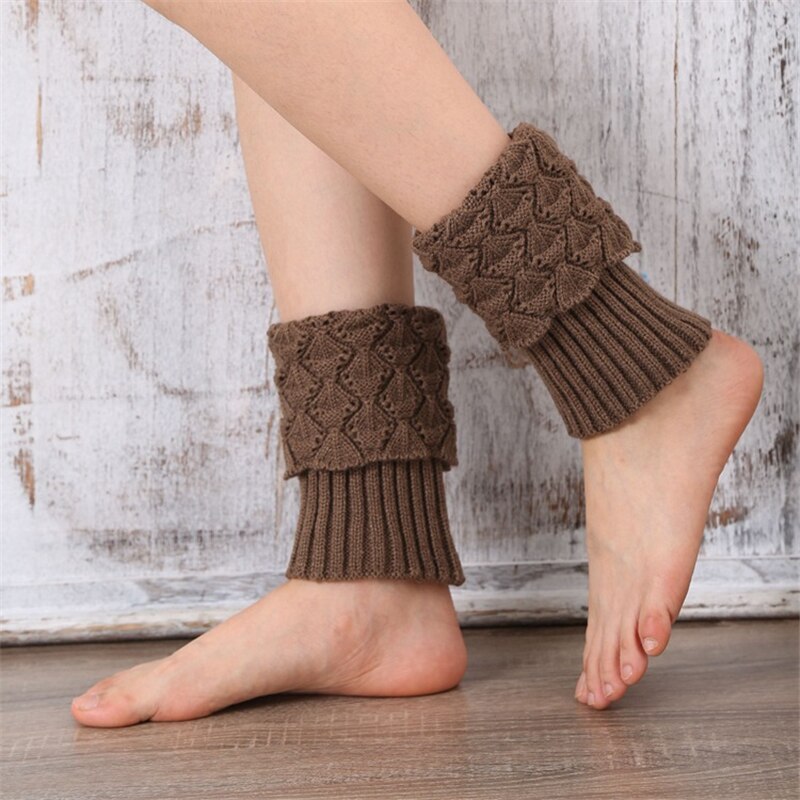 1 pair Women Autumn Winter Casual Leg Warmers Knitted Boot Cover Short Solid Color Socks Foot Warming Cover