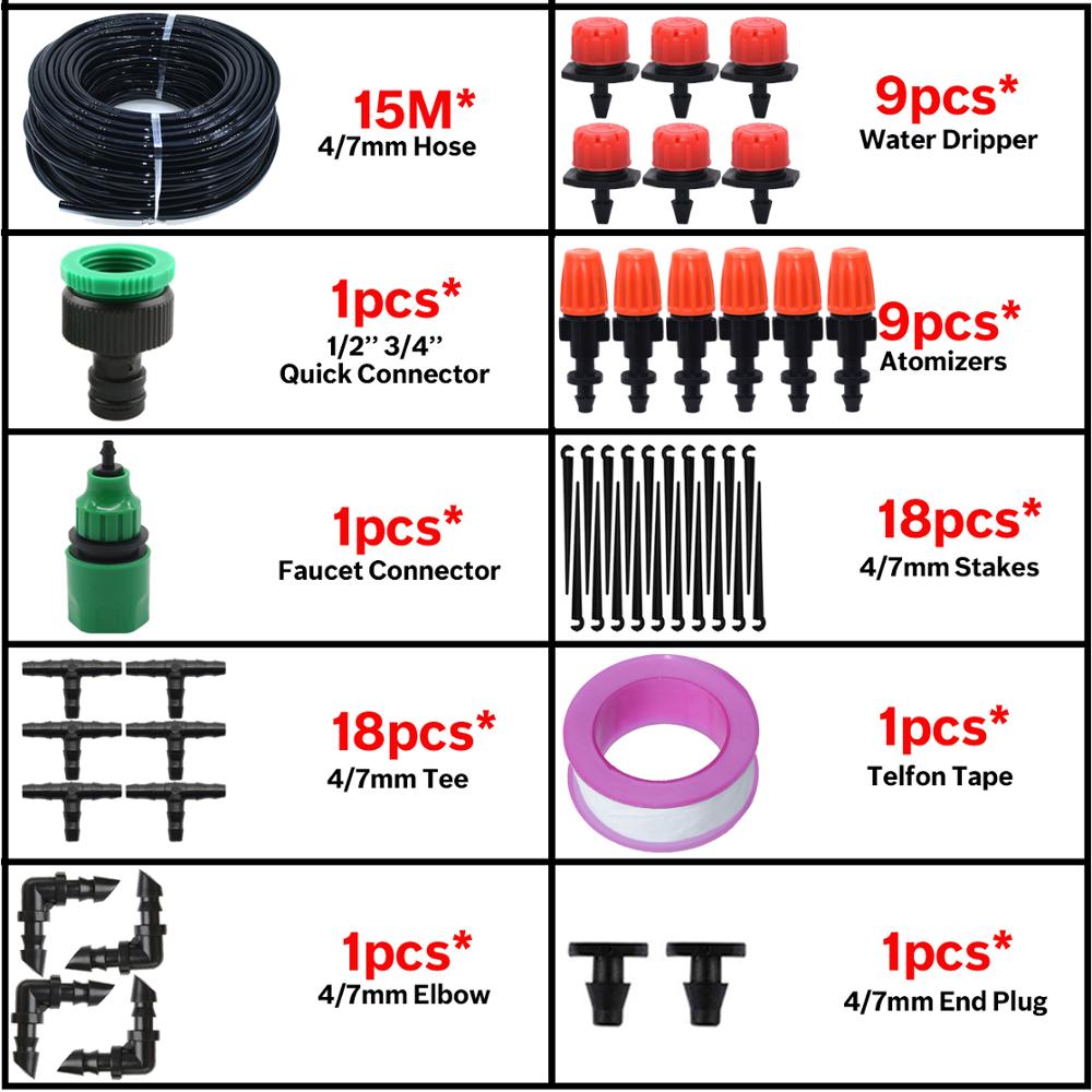 KESLA 5M-35M Micro Irrigazione a goccia Kit di Irrigazione Automatico Giardino Prato Serra Sistema di Irrigazione e Atomizzatore Gocciolatore Regolabile: Rosso