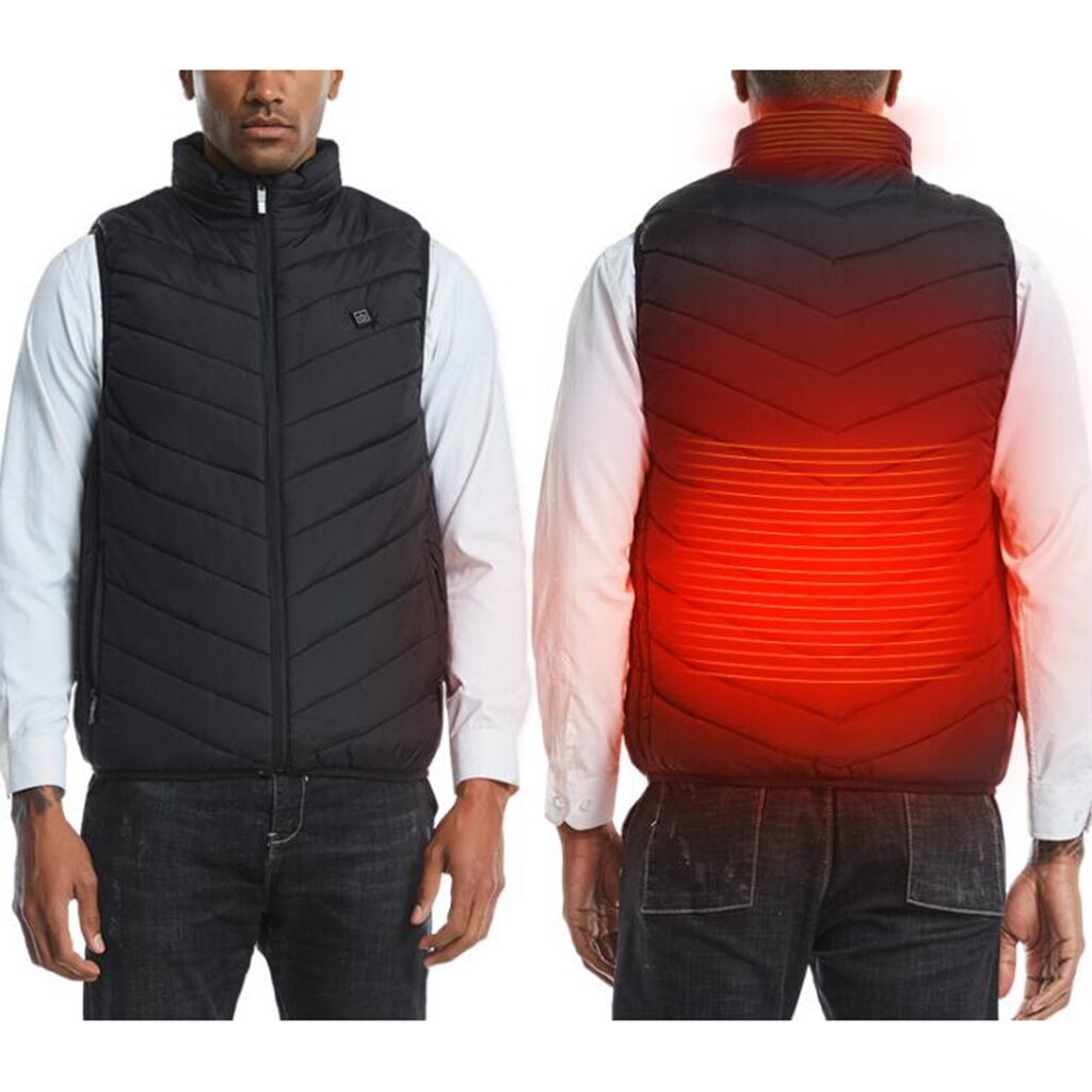 Mens Electric Heating Vest Winter Warm Jacket Battery Heated Coats
