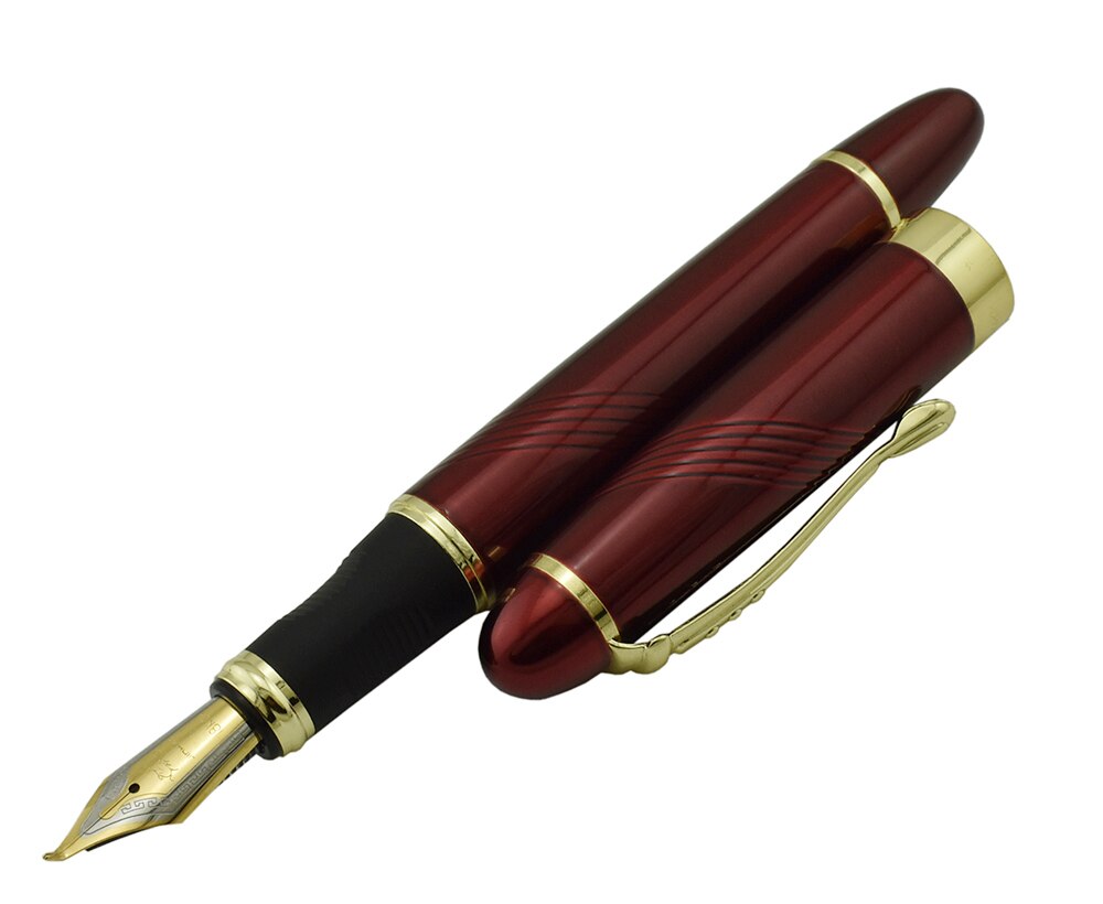 Jinhao X450 Metalen Kalligrafie Gebogen Nib Vulpen 450 Geavanceerde Klassieke Inkt Pen met Gouden Clip voor Kantoor School Thuis praktijken: Stripes Red