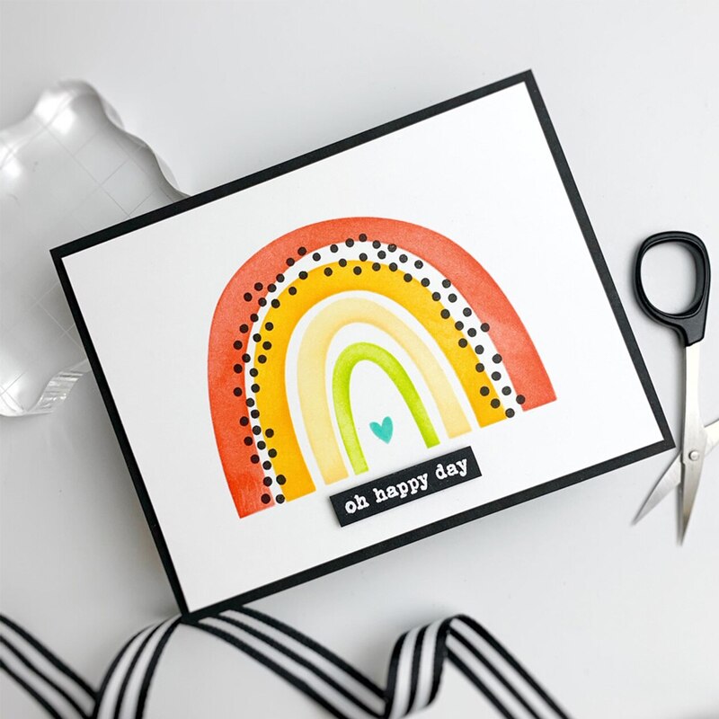 Rainbow Background Stencil for DIY Scrapbooking Decorative Embossing Paper Cards Crafts Plastic Templates Drawing Sheets 6x6