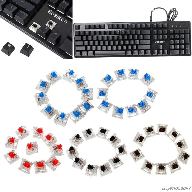 10Pcs 3 Pin Mechanical Keyboard Switch Blue Red Brown Black Replacement For Gateron Cherry MX M16 21