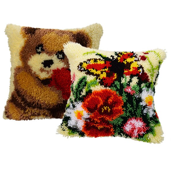Cartoon Girl Cross StitchLatch Hook Cushion Embroidery 42CM 42CM Kit Pillow Mat DIY Needlework Crocheting Craft