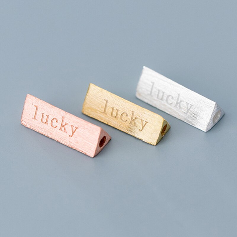 100% 925 Sterling Silver Wire Drawing Triangle Spacer Beads lucky Engraved S925 Silver Beads DIY Jewelry Make Bracelets Necklace