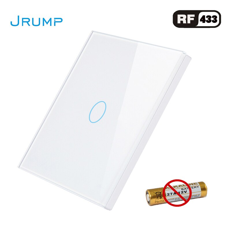 JRUMP RF433 Remote Controller Wall Light Switch Remote Switches Accessories Controller white Luxury toughened glass panel: JR-S01 White