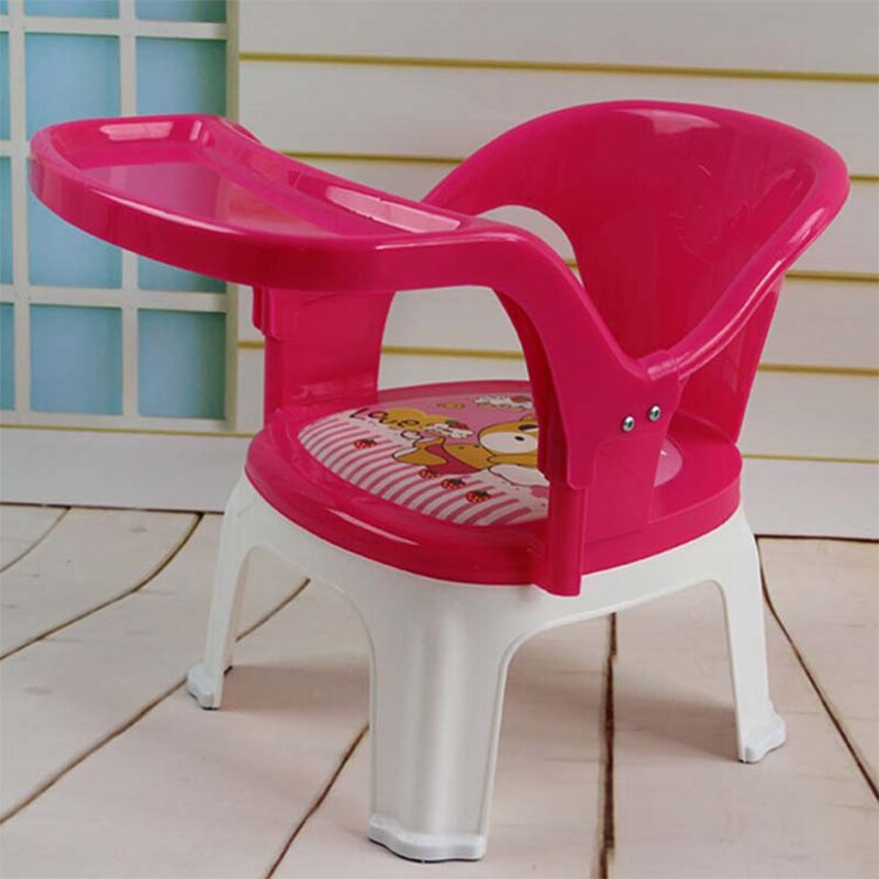 Børnehavebørn baby spisestol baby polstrede sæder tegneserie skridsikre aftagelige baby-talestole: Rose rød med plade