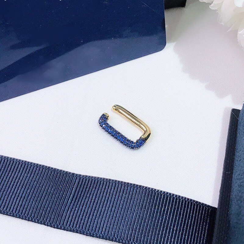 Brand Pure 925 Sterling Silver Jewelry For Women Single Earring Geomteric Gold Color Party Silver Cuff Earrings