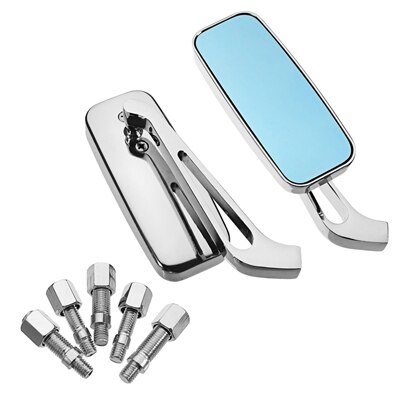 1 Paar Motorcycle Spiegel Moto Fiets Achteruitkijkspiegel Achteruitkijkspiegels Legering Motorfiets Achteruitkijkspiegels 8Mm/10Mm Blauw, p-115: Zilver