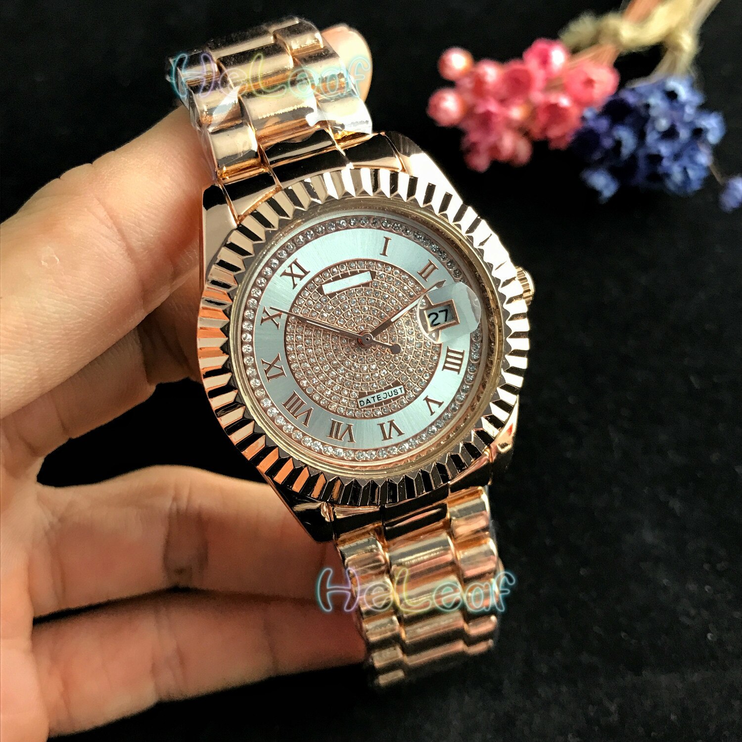 Kvinder ure luksus sølv guld runde diamant rustfrit stål bånd kvarts ur kvindelige ur montre femme reloj