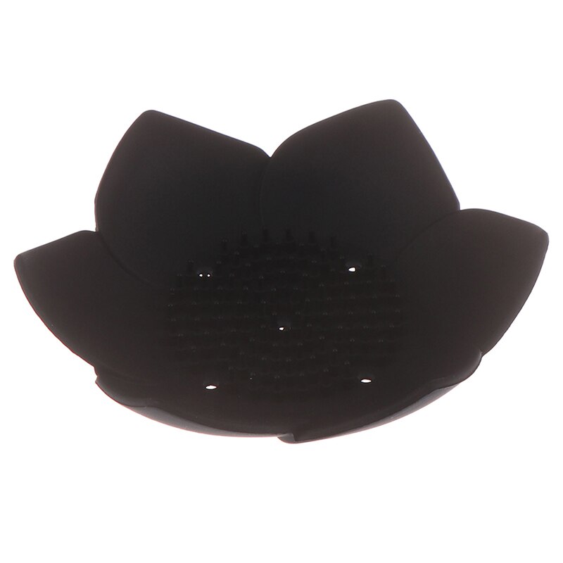 1 plato para escurrir jabón de silicona plato forma de loto Portable jabonera antideslizante bandeja de jabón Acc: Black