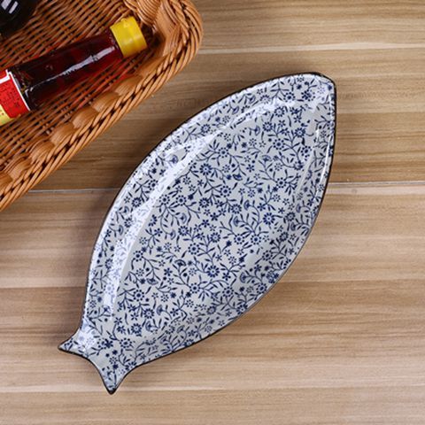 Fish plates Home ceramic dishes Fish-shaped plates Large steamed fish plates Rectangular plates nordic plate: D diameter 32.5