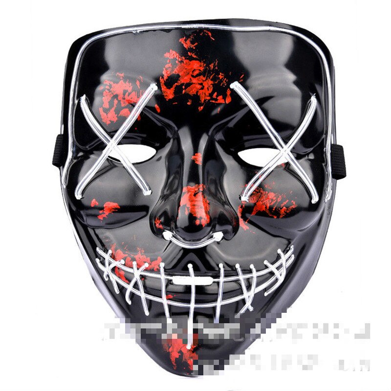 Halloween Luminous Mask Glitter Blood Horror Thriller LED Party Mask Party Mask Luminescent Carnival Light Mask