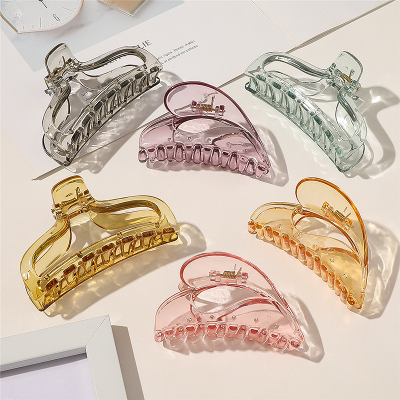 Transparent Love Heart Hair Claws Hair Crab Women Convex Shape Geometric Hairpins Hair Clips Acrylic Barrettes Hair Accessories