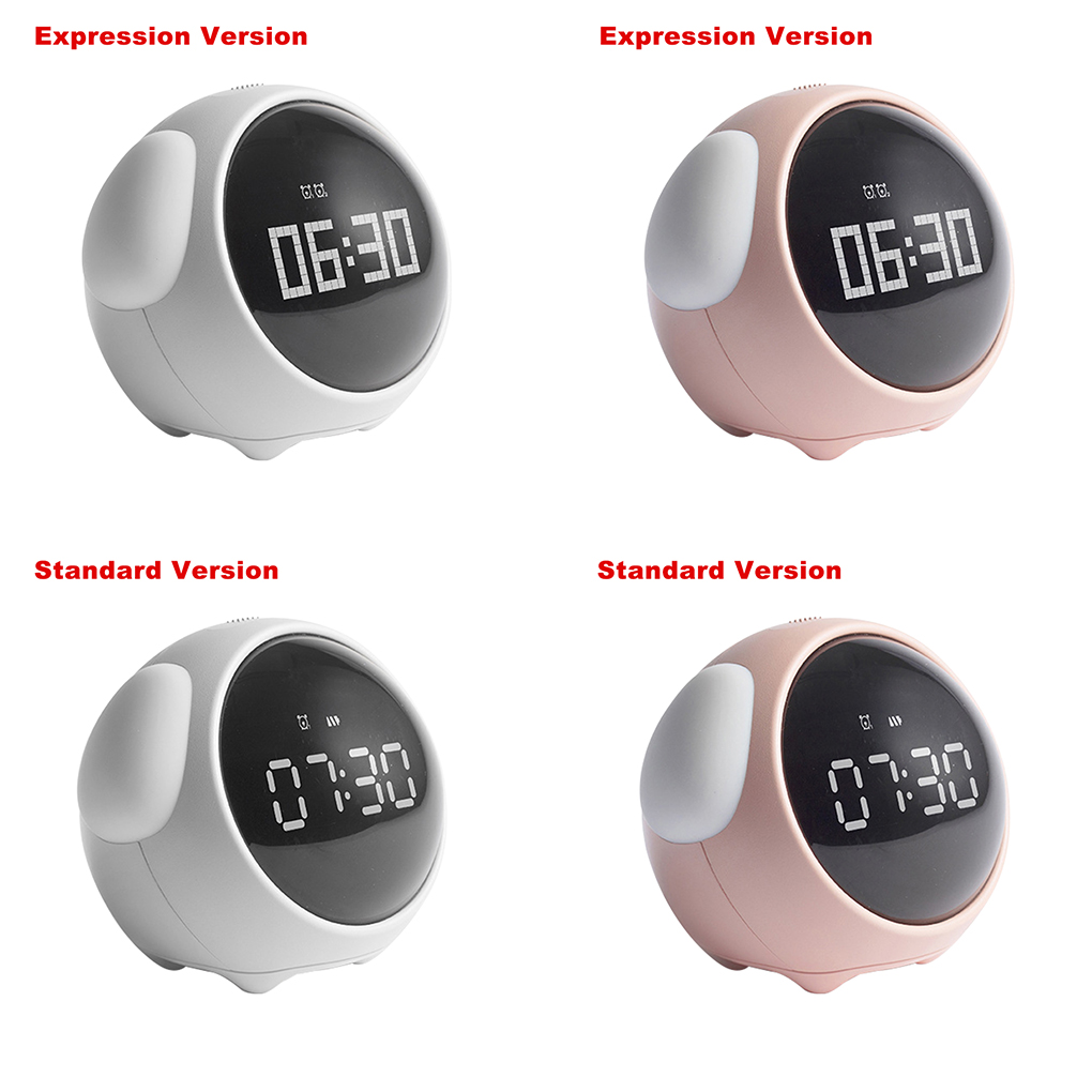 Cute Expression LED Alarm Clock Child Voice Control Bedside Voice Control Night Light Snooze Chargeable Child Alarm Clock