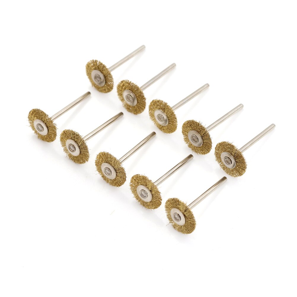 10Pcs 22mm Rotary Tool Brass Wheel Wire Brush Set - Fits Dremel ,1/8" Shank ,Clean, Polish, Prep Whosesale
