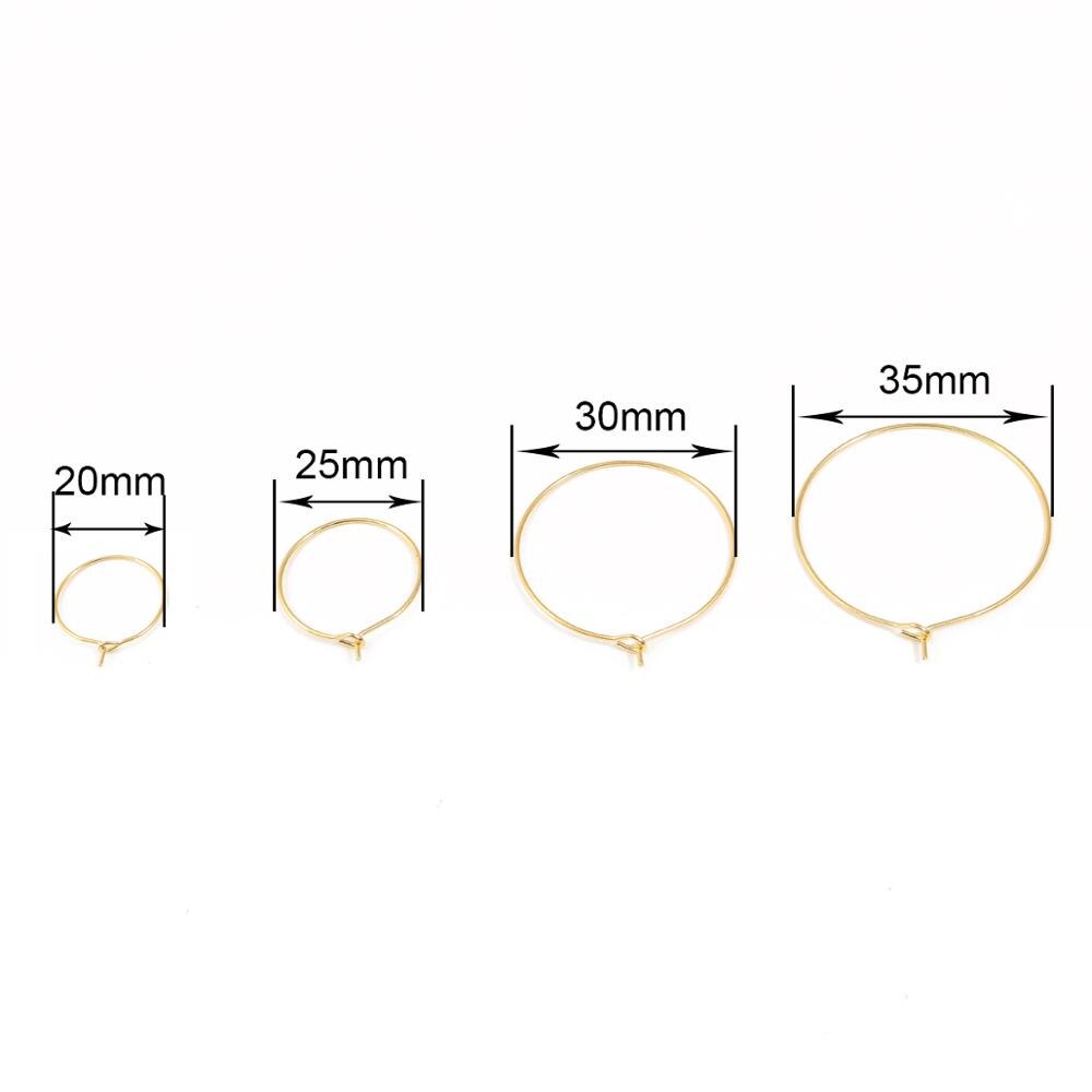 50 Uds. Pendientes de aro 20 25 30 35mm plata KC rodio dorado pendientes de círculo de hierro para DIY accesorios de fabricación de joyas