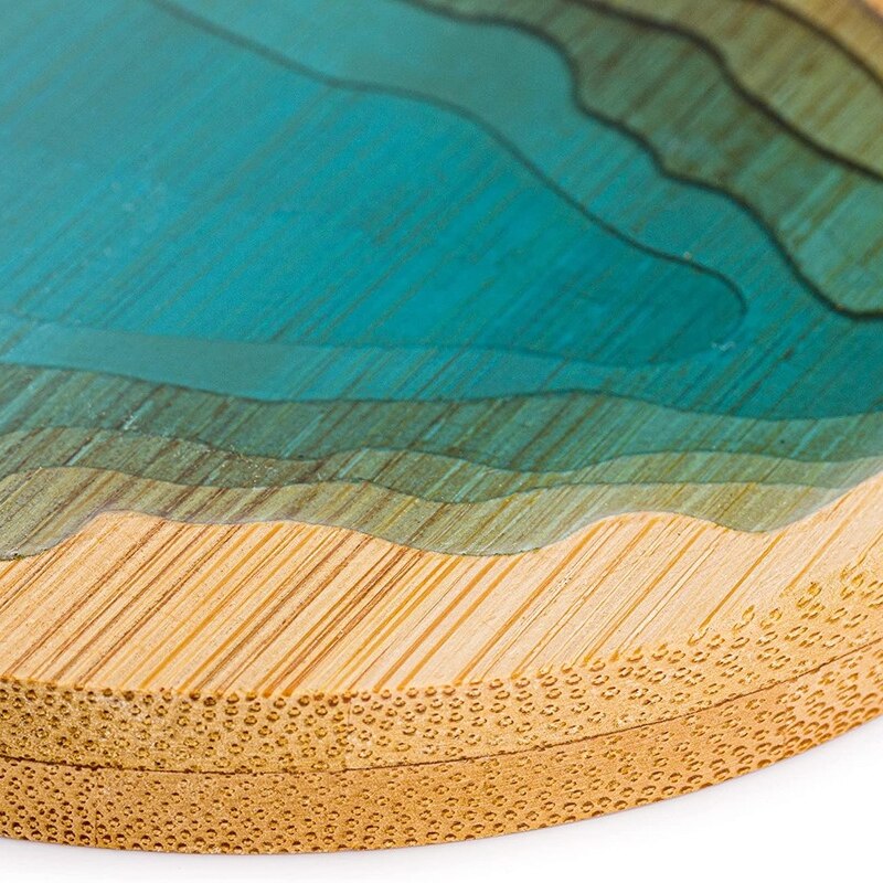 5 Pack Wood Coasters Round Ocean Wave Epoxy Resin and Bamboo Coaster Drink Mat Home Decorations
