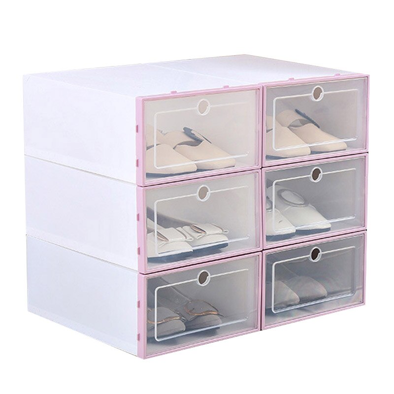 1 Pc Flip Shoes Box Thickened Transparent Drawer Case Plastic Shoe Boxes Stackable Box Shoe Organizer Storage Shoe Rack HFing