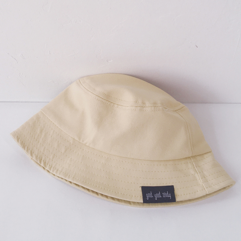 Enfärgad bomull babymössor vår sommar barn pojkar flickor solhattar höst fiskare hatt barn strandmössor småbarn bucket hattar: Beige