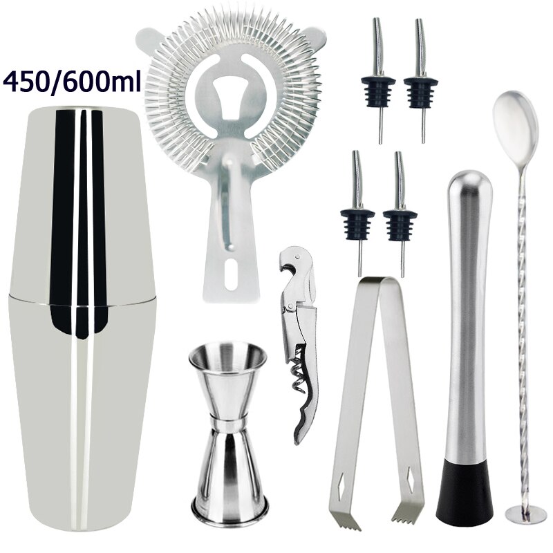 Mezclador de vino de acero inoxidable, 1-13 Uds., coctelera de vino tinto, licor, Clip, Kit de herramientas de bar, agitador de filtro para Base de soporte de barman: 12Pcs 450 600ML