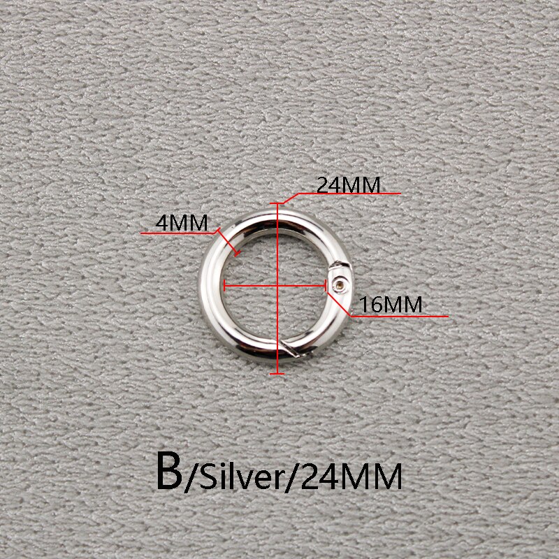 BAMADER Circle metalowy haczyk na sprężynie O Ring otwierany klucz pierścieniowa klamra wysokiej jakości akcesoria sprzętowe złoty srebrny pistolet klamra: B Silver24MM