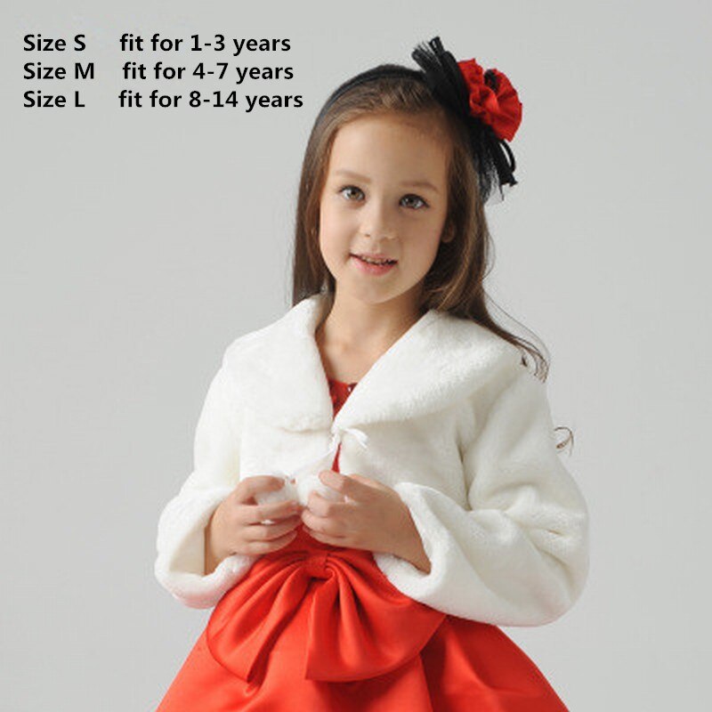 Kids Meisje Ivoor Lange Mouwen Warm Wedding Mantel Fur Trim Junior Cape Voor Jurk Bloem Meisje Bolero