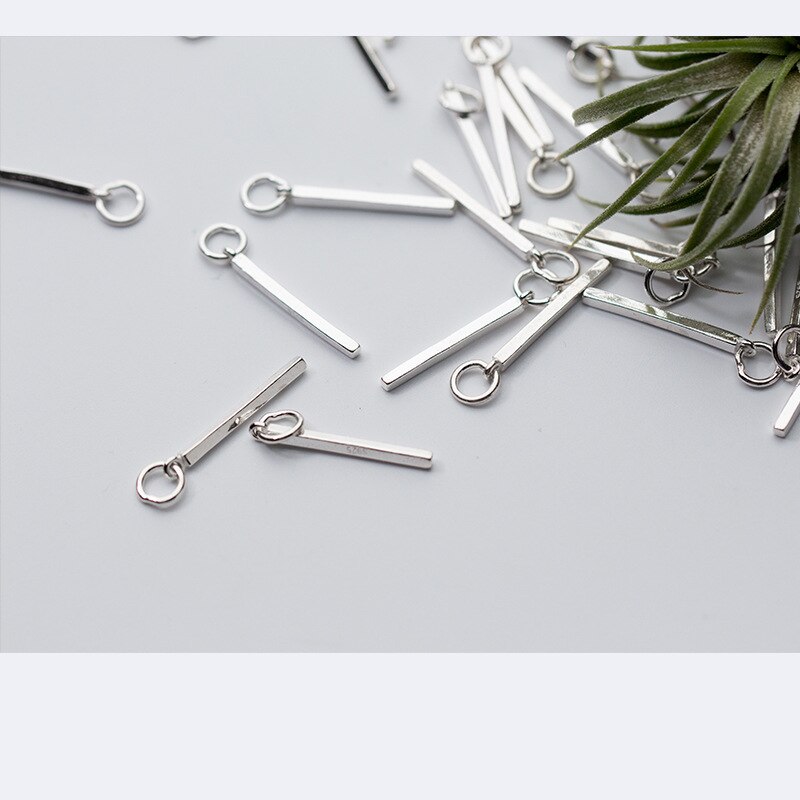 UQBing 1.5*1.5*21mm Simple 925 Sterling Silver Long Bar Charms DIY Jewelry Making Findings Accessories