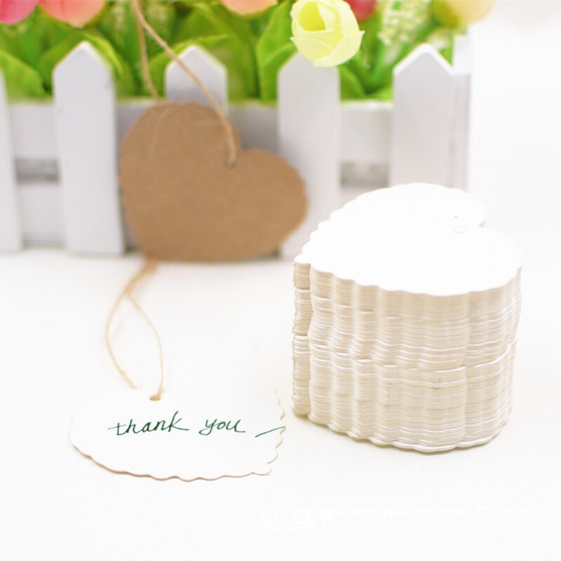 100pcs DIY Message Card Bookmark Blank Card Retro Kraft Paper Love Rectangle Tag Hanging Paper Card Baking Pendant Party