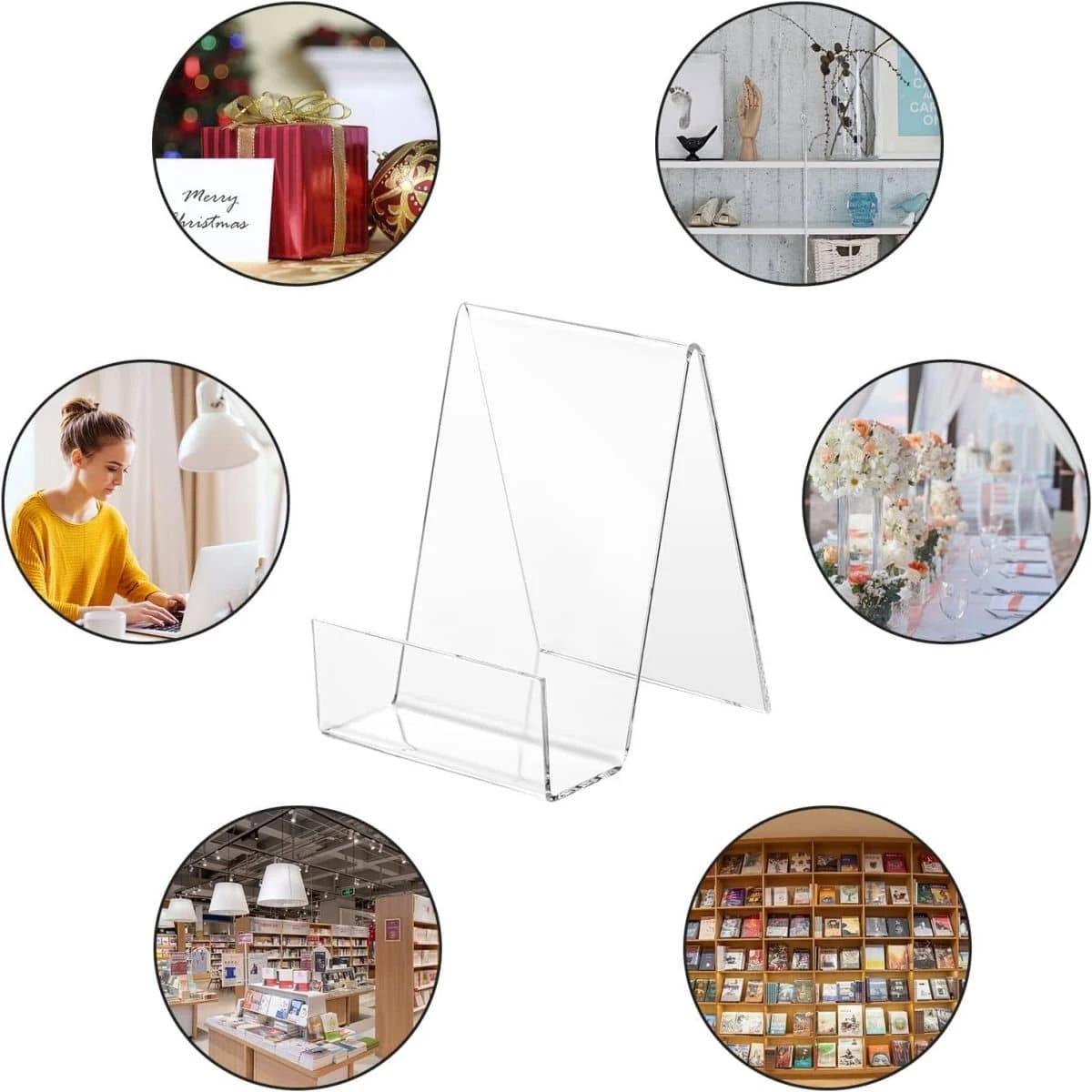 1/2/6pcs Clear Acrylic Display Book Stand Easel Holder For Displaying Picture Albums, Books, Music Sheets, Artworks,CDs, Etc