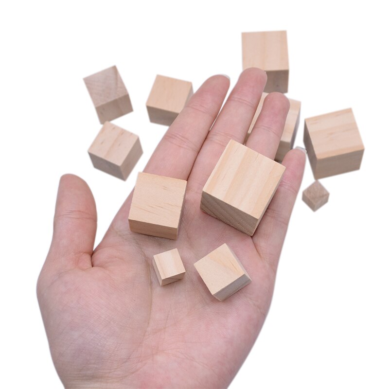 10/20/50P Unfinished Blank Woodwork Mini DIY Wooden Square Blocks 1/1.5/2/2.5cm Wood Cubes Math Making Craft DIY Projects