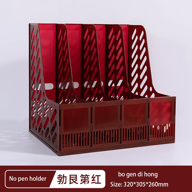 Retro Multi-Layer Frame File Storage Box Student A4 Data Vertical Book Rack DIY Desktop Organization Rack School Office Supplies: bo gen di hong