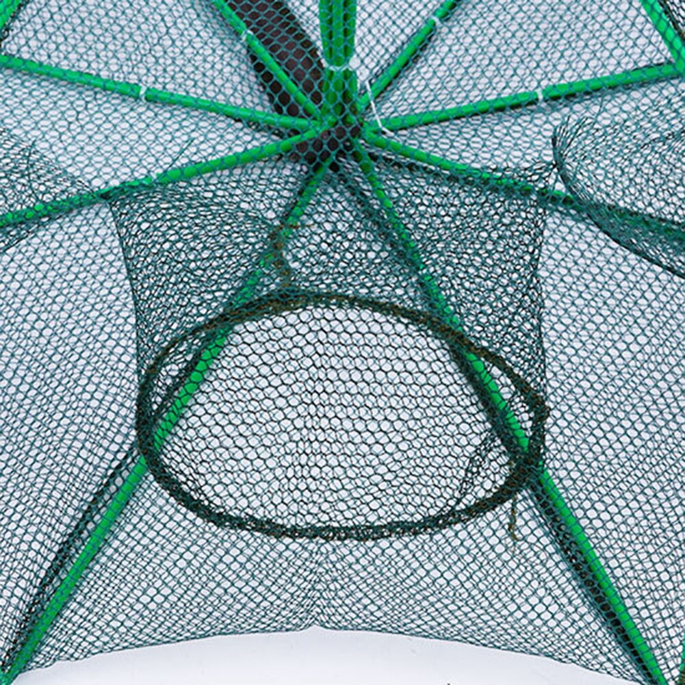 Filet de pêche automatique pliable piège à poisson receveur réseau crabe 6-8 côté 6-16 trou pour la pêche en plein air accessoires portables