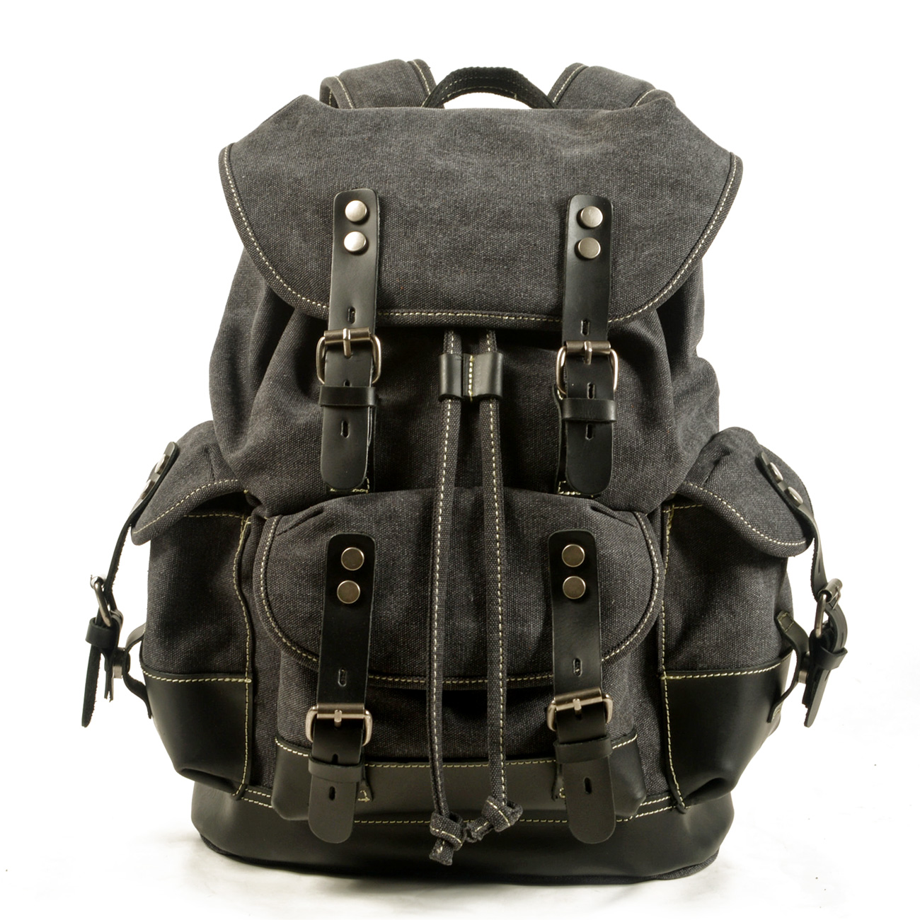 Ombro ao ar livre dos homens saco de estudante casual mochila de viagem de grande capacidade saco de escalada de couro de lona: Cinza escuro