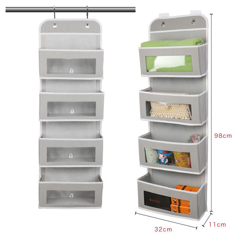 Layer Fabric Over The Door Organizer Gray Foldable Door Organizers Nursery Closet Storage, Large Hanging Door Organizer