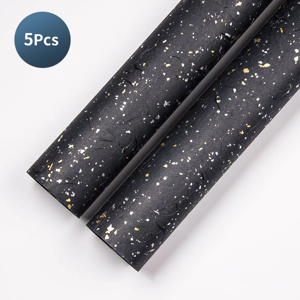 Juego de papel de floral coreano para bricolaje, 5 hojas, 6 colores, brillantes dorados/plateados, resistente al agua para ramos y: plum