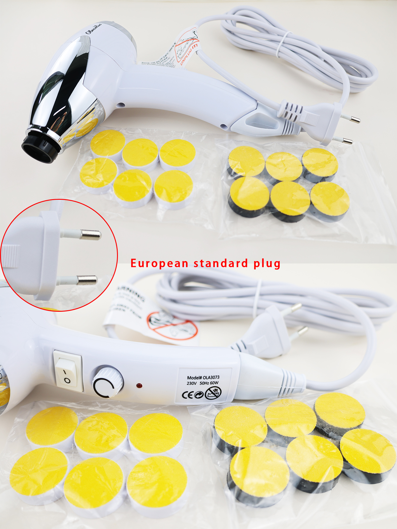 OLASALON Electric Foot Callus Remover Waterproof Foot Care Pedicure Tool Set for Callus Removal, 230V European plug