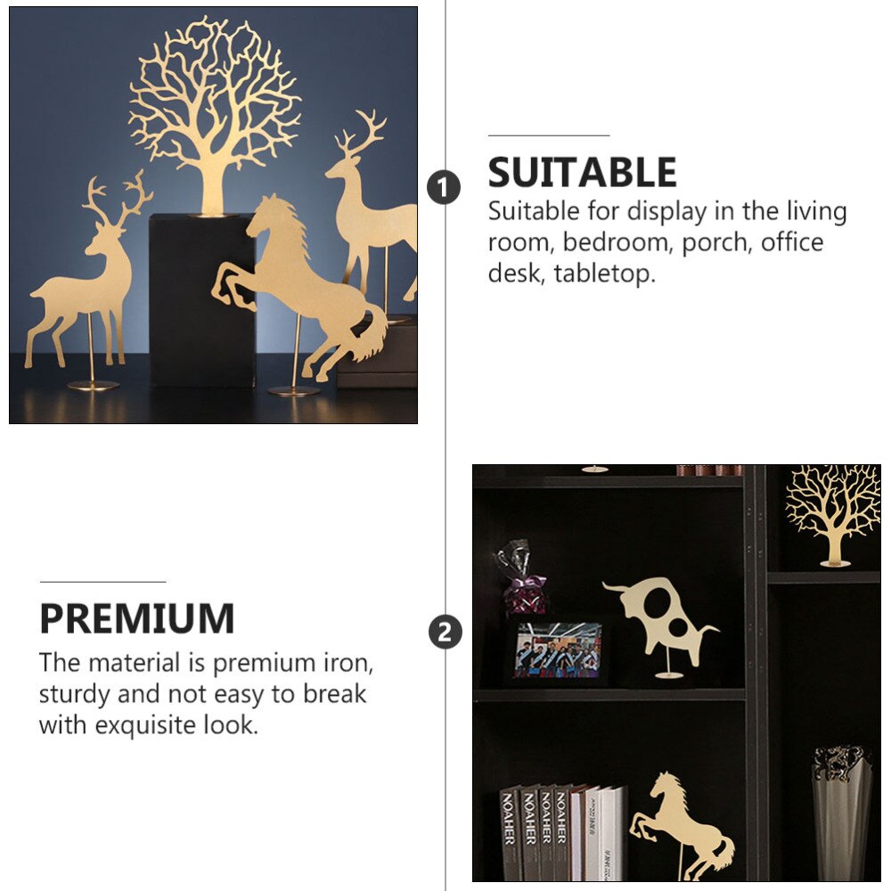 3PCS Modern Wrought Iron Decor Simple Home Ornament (3 Styles Golden)