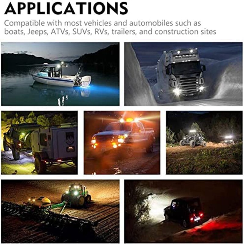 Waterproof LED Boat Lights,4 Inch Marine Deck Dock Light Boat Flood Spreader Light Bar, Boat Headlights, Stern Light