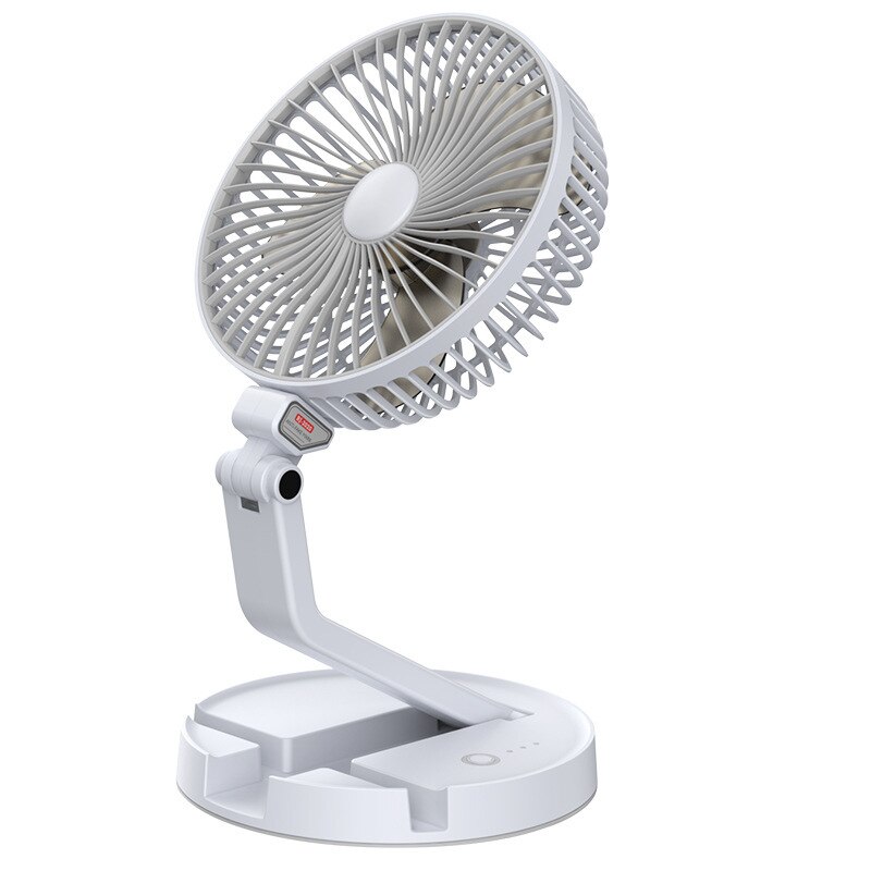 Portable Cooling Desktop Fan 3 Speed Personal Adjustable Folding Desktop Fan With Table Lamp For Office Household Traveling: A white