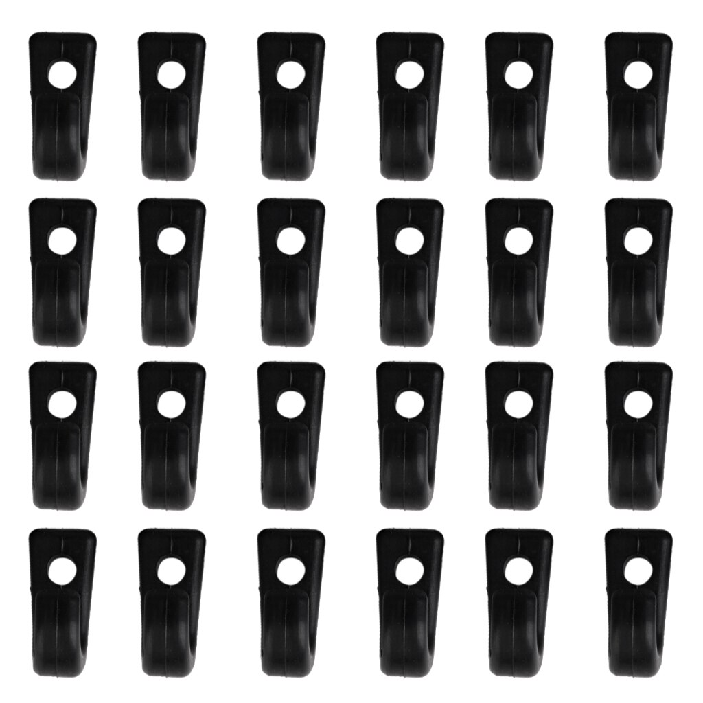 Strong Durable Nylon Lashing Hook Bungee Hook J-Shaped Lashing Hooks For Kayak Canoe Paddle Board Pack of 24PCS Black