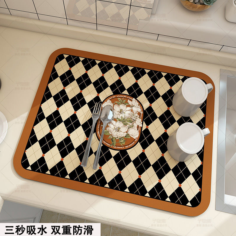 Grand tapis de cuisine Super absorbant, tapis de vidange de plat à café, tapis de séchage, tapis de vidange de salle de bains à séchage rapide, napperon de robinet de cuisine