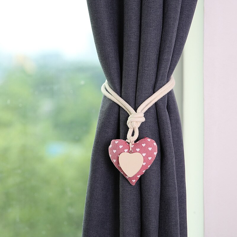 Coeur forme rideau embrasse européen décoratif rideau boucle libre poinçon crochet aimant sangles rideau accessoires coton: Heart-D
