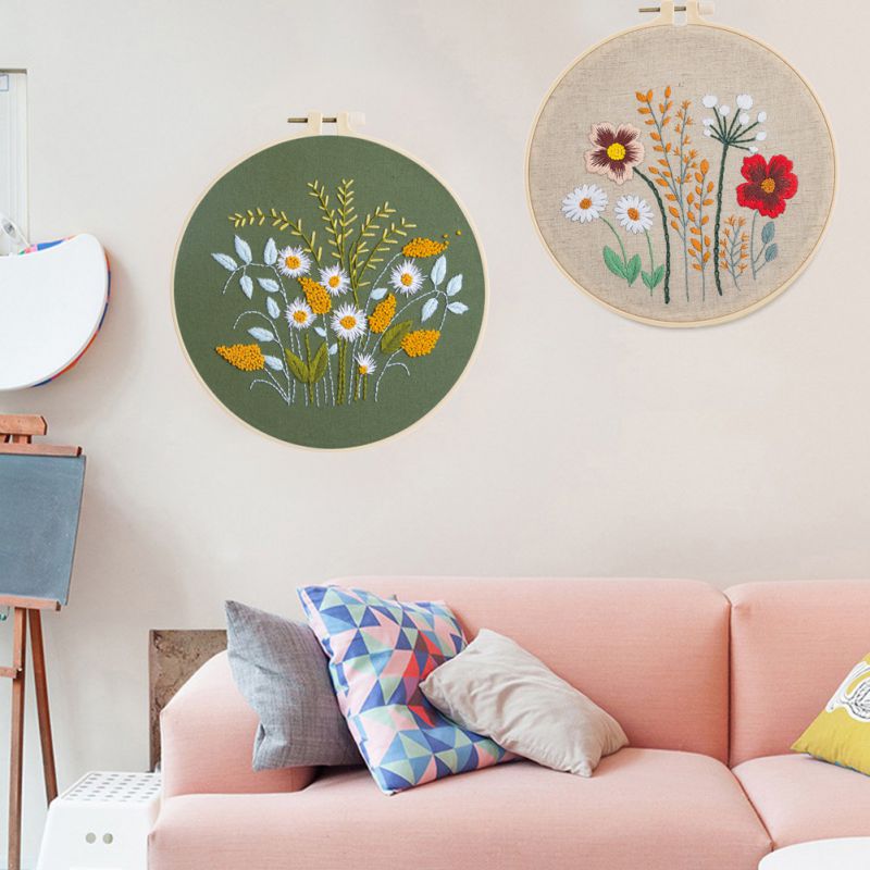 Diy Borduurwerk Bloem Handwerk Handwerken Voor Beginner Kruissteek Ambachten Hand-Gestikt Decor Schilderen Borduren Home Deco